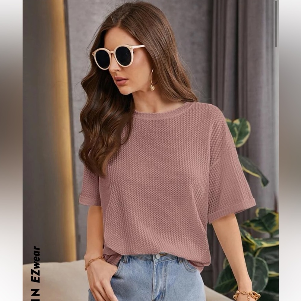SKEIN EZwear Drop Shoulder Waffle Knit Tee